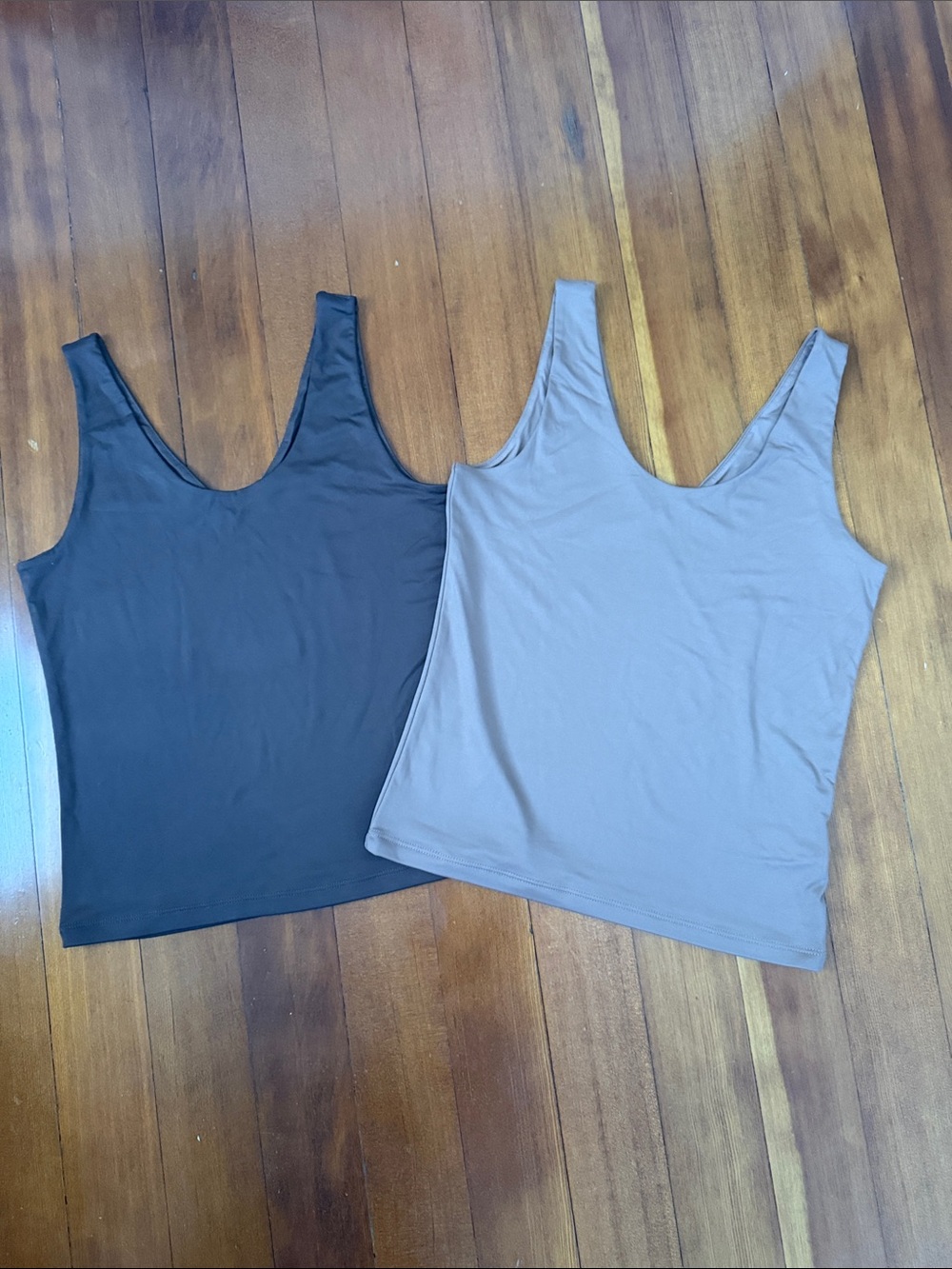 Tahari Tank Tops in Black and Taupe - Scoop Neck Duo